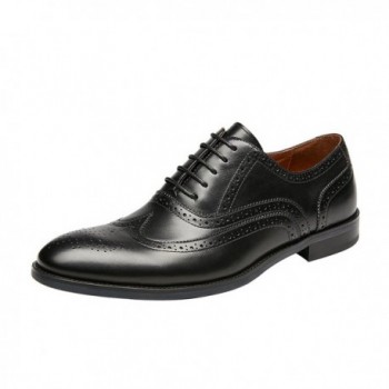 Men's Leather Lace Up Wingtip Brogue Oxfords Shoes - Black - CT17YYHDG40