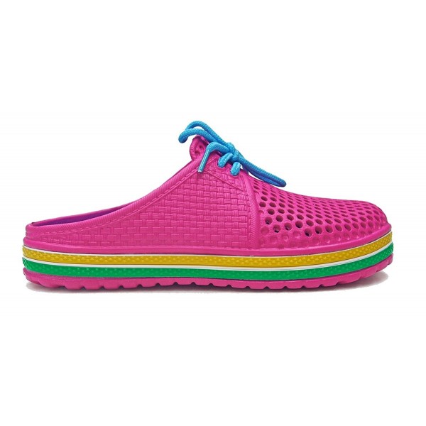 Ladies Tone Clogs Laces Fuchsia