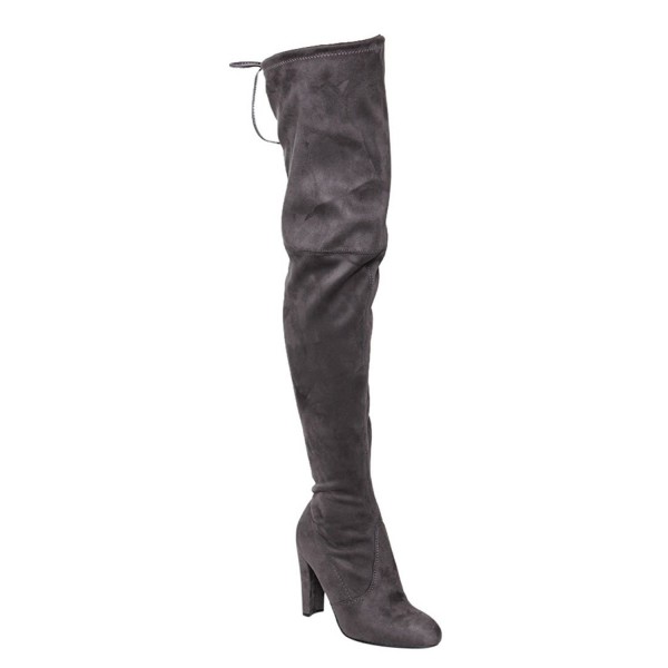 Amaya-12 Women's Drawstring Stretchy Over The Knee Block Heel Boots ...