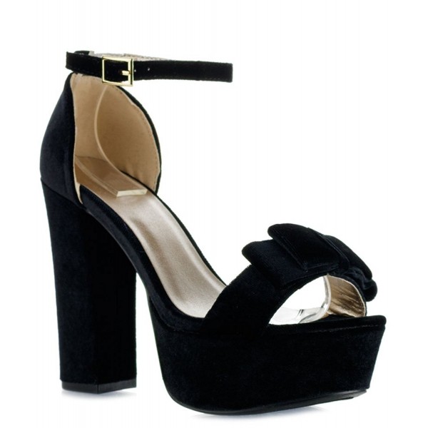 RF ROOM FASHION Platform Sandals - Black Velvet - CA189C5NMKK