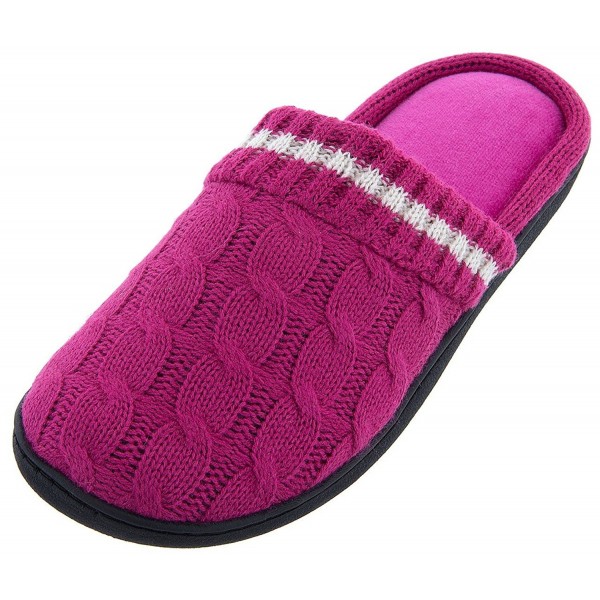 Isotoner Womens Magenta Cable Slippers
