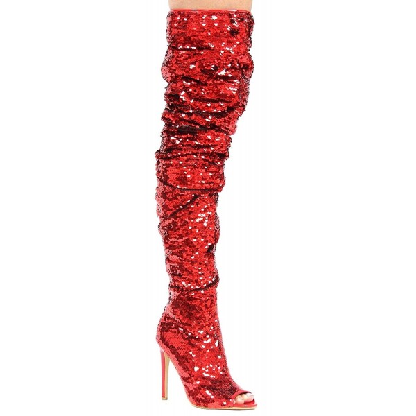 red sequin boots