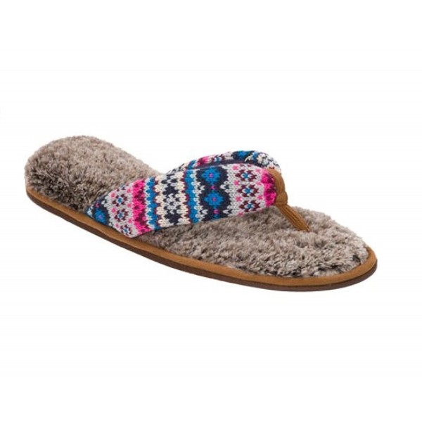 Dearfoams Womens Fairisle Thong Slipper