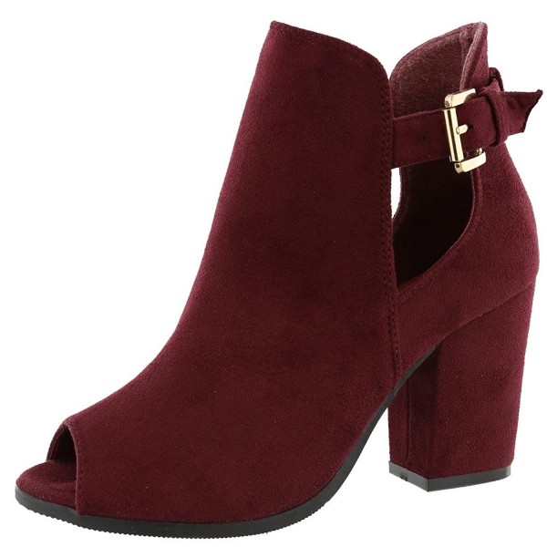 peep toe block heel ankle boots