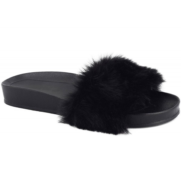 black fuzzy slippers