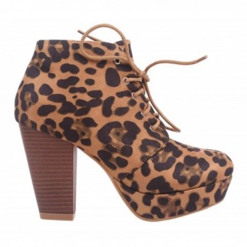Women Ankle Boots Suede Leopard