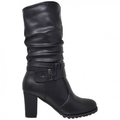 womens calf length black boots