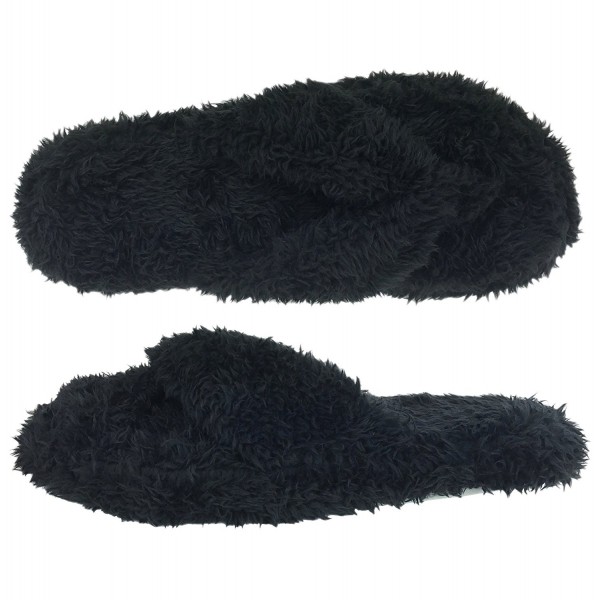 Dearfoams Fuzzy Terry Black Slippers