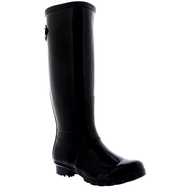 Womens Adjustable Back Tall Gloss Winter Snow Rain Wellies Wellington ...