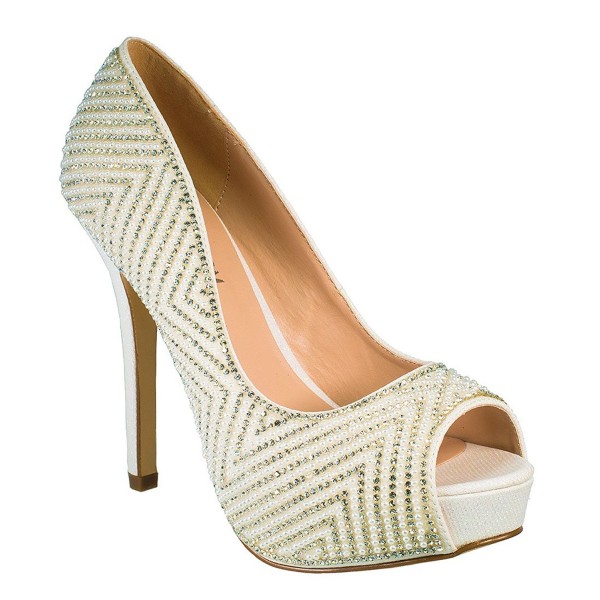 Blossom Collection Womens Pearl Peep Toe
