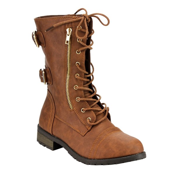 Women's Mango-71 Faux Leather Military Style Ankle Boots With Thick ...