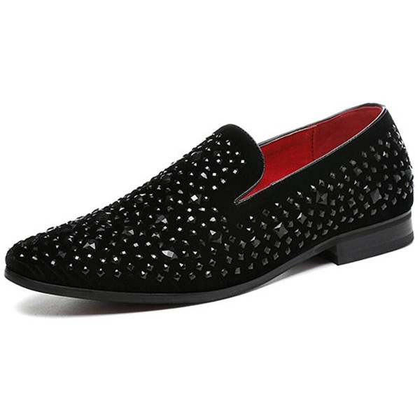 black loafers with rhinestones