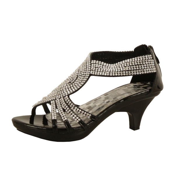 Womens Strappy Rhinestone Dress Sandal Low Heel Shoes Heeled Sandals ...