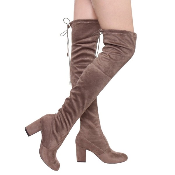 Womens Stretchy Drawstring Chunky Stiletto