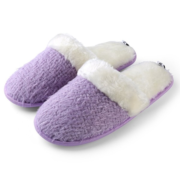 bedroom house comfy weaver knit texture slip-on slippers - purple -  c4184su7c7y