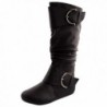 Womens Buckle Slouch Boots Bank 85 Black