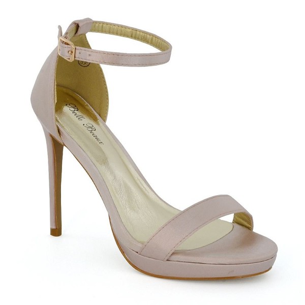 Womens Ankle Strap Heels Barely There Satin Platform Sandals ...