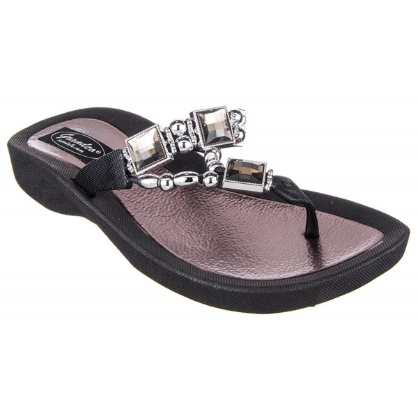 Grandco Womens Thong Black Sandal