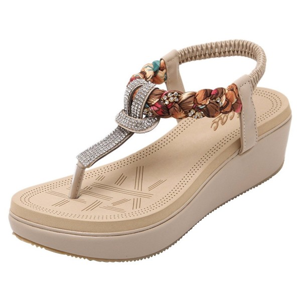 Zicac Bohemian Platform Sandals Rhinestone