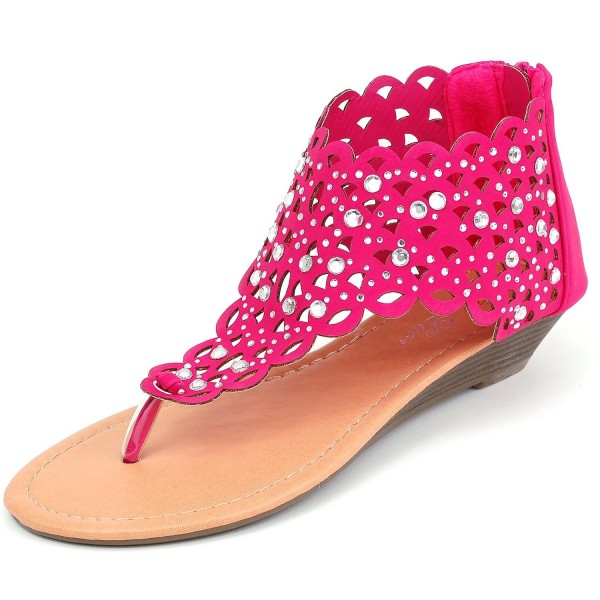 Luo Sandals Fuschia Rhinestone Embellished