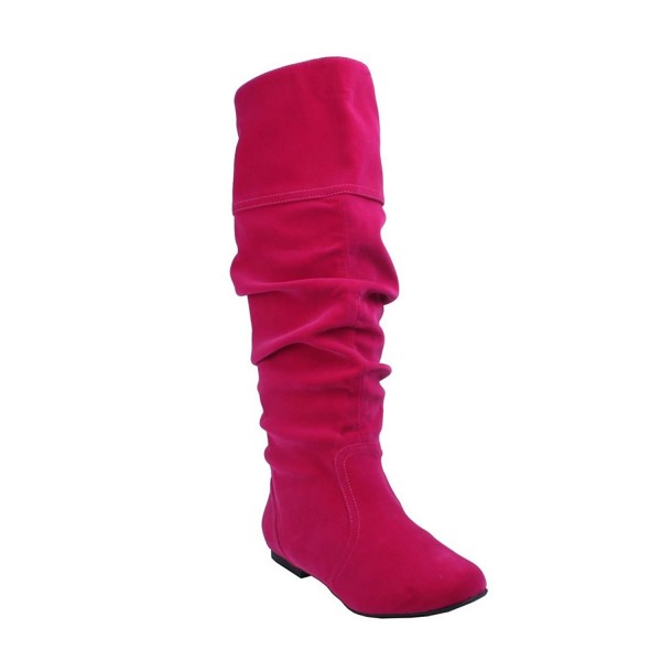 fuchsia knee high boots