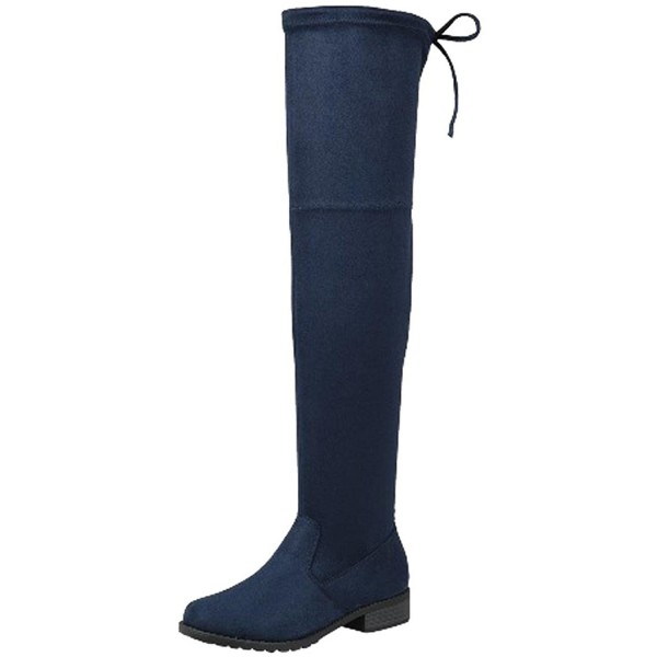 navy blue leather flat boots