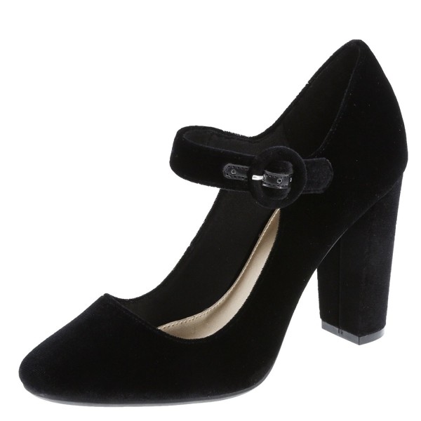 Women's Velvet Marley Mary Jane Pump - Black Velvet - C31889YLCMI