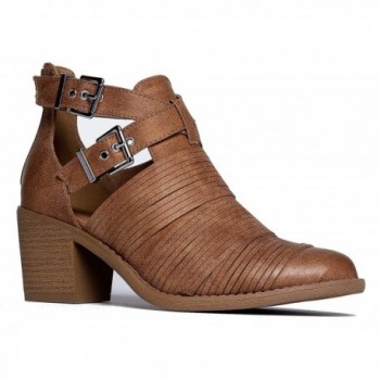 Leatherette Straps Closure Pointed Stacked Heel Western