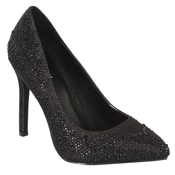 Womens Glitter Pointed Dorsay Black_B61