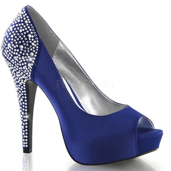 Women's Lolita 08 Rhinestone Fashion Pumps - Royal Blue Silk Satin ...