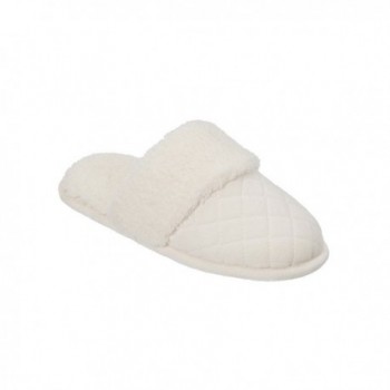 Dearfoams Quilted Velour Slippers Alabaster