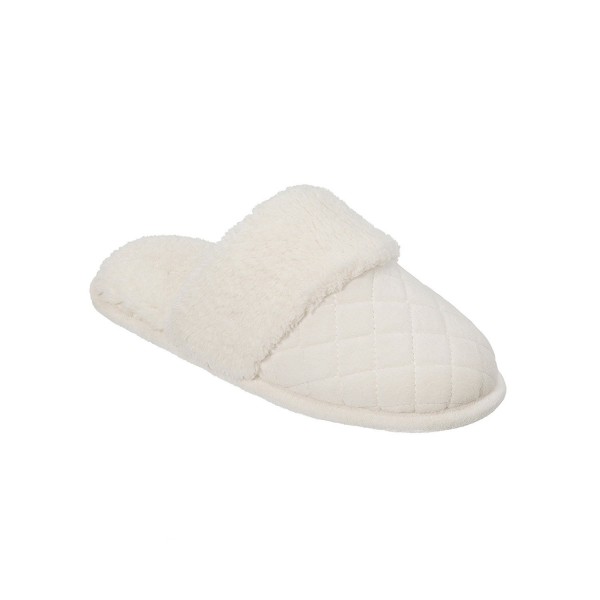 Dearfoams Quilted Velour Slippers Alabaster