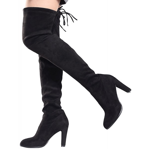 Womens PU Suede Sexy Over The Knee Boots Thigh High Block High Heel ...