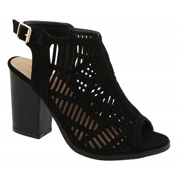 black open toe block heel sandals