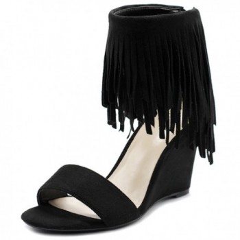 Ollio Womens Fringe Wedge Sandal