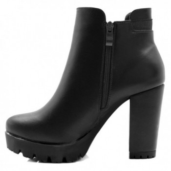 Women's Chunky High Heel Platform Zipper Chelsea Boots - Black ...