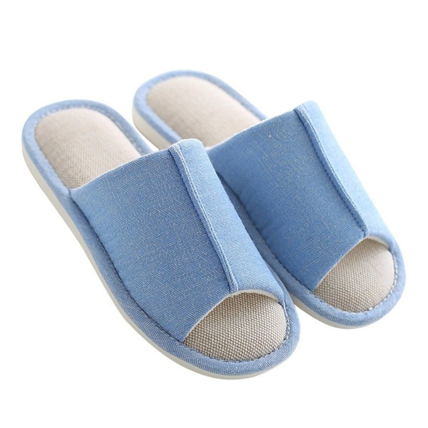 Men Knitted Cotton House Slippers Women's Cozy Open-toed Non-Slip Home ...