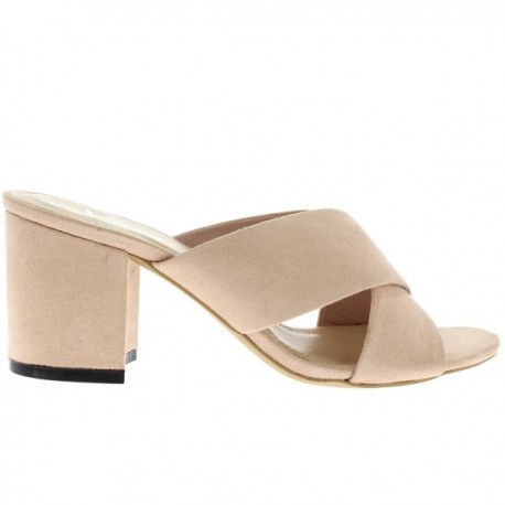 block heel nude mules