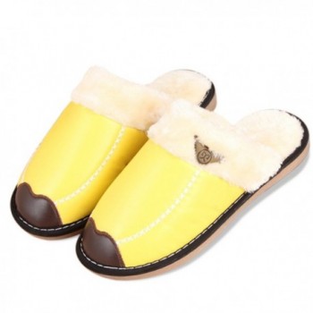 Wodeal Slippers Leather Fleece Resistant