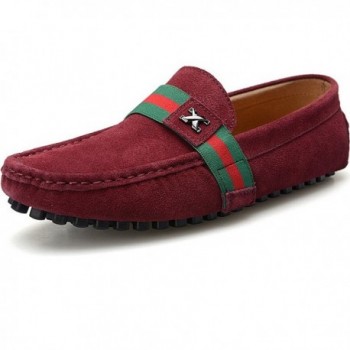 Rismart Stylish NATO Stripe Moccasins Burgundy