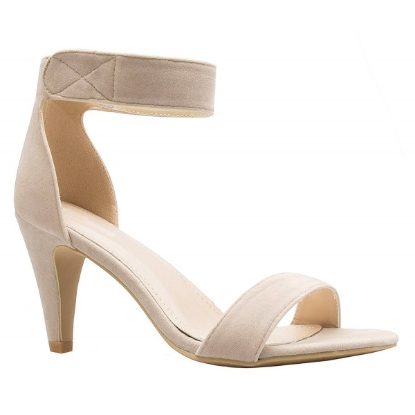 Women's Open Toe High Heel Ankle Strap with Velcro Sandal - Taupe 3inch ...