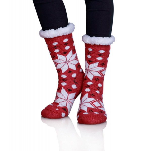 MIUBEAR Slipper Socks Fleece Christmas Snowflake
