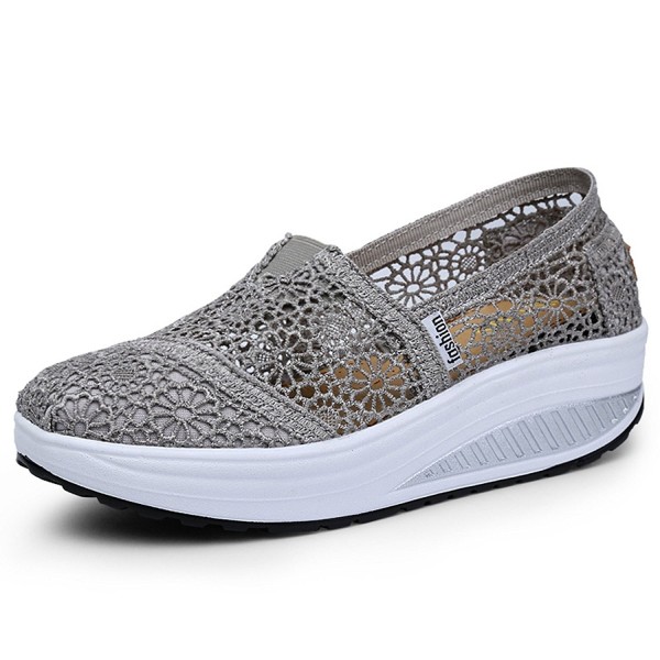 Women's Mesh Platform Walking Shoes Lightweight Slip-on Fitness Work ...