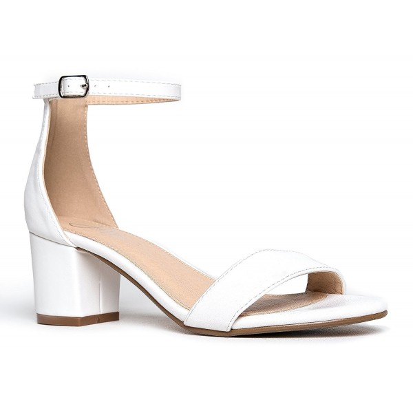 white ankle strap block heels