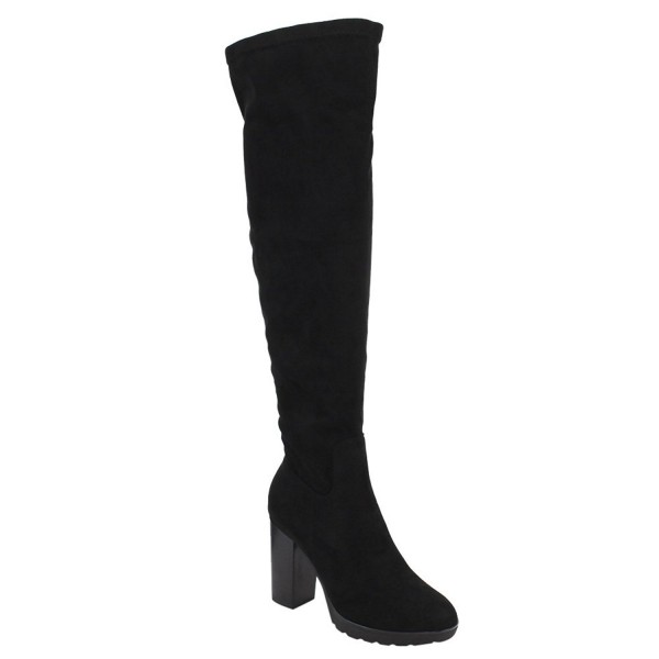 AD98 Women's Inside Half Zip Platform Chunky Heel Over Knee High Boots ...