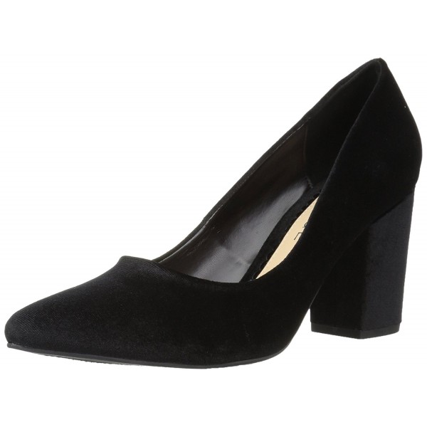 Women's Bethie Chunky Block Heel Pump - Black Velvet - CE1876865U0