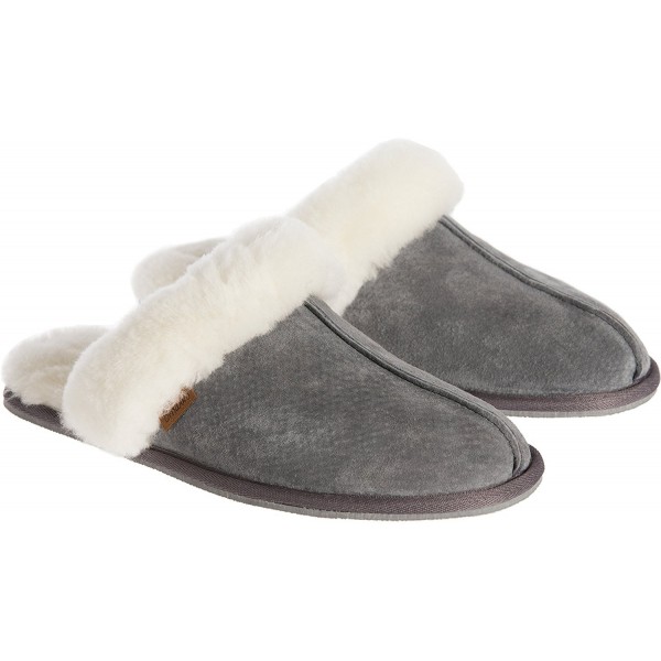 Women's Overland Shirley Shearling-Lined Suede Scuff Slippers - Grey ...