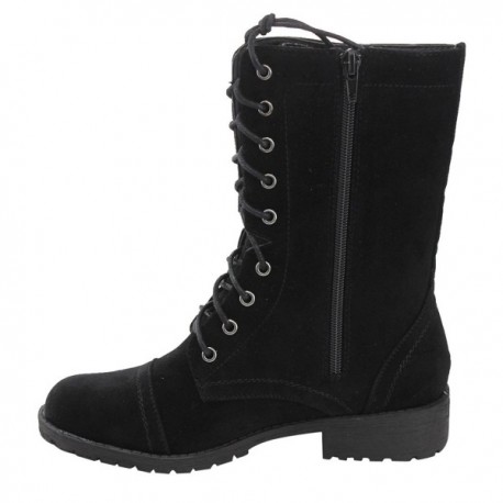 womens combat military lace up boots black