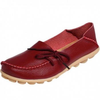 Mordenmiss Womens Moccasins Leather 1 Burgundy