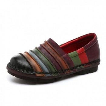 Socofy Rainbow Leather Moccasin Slippers